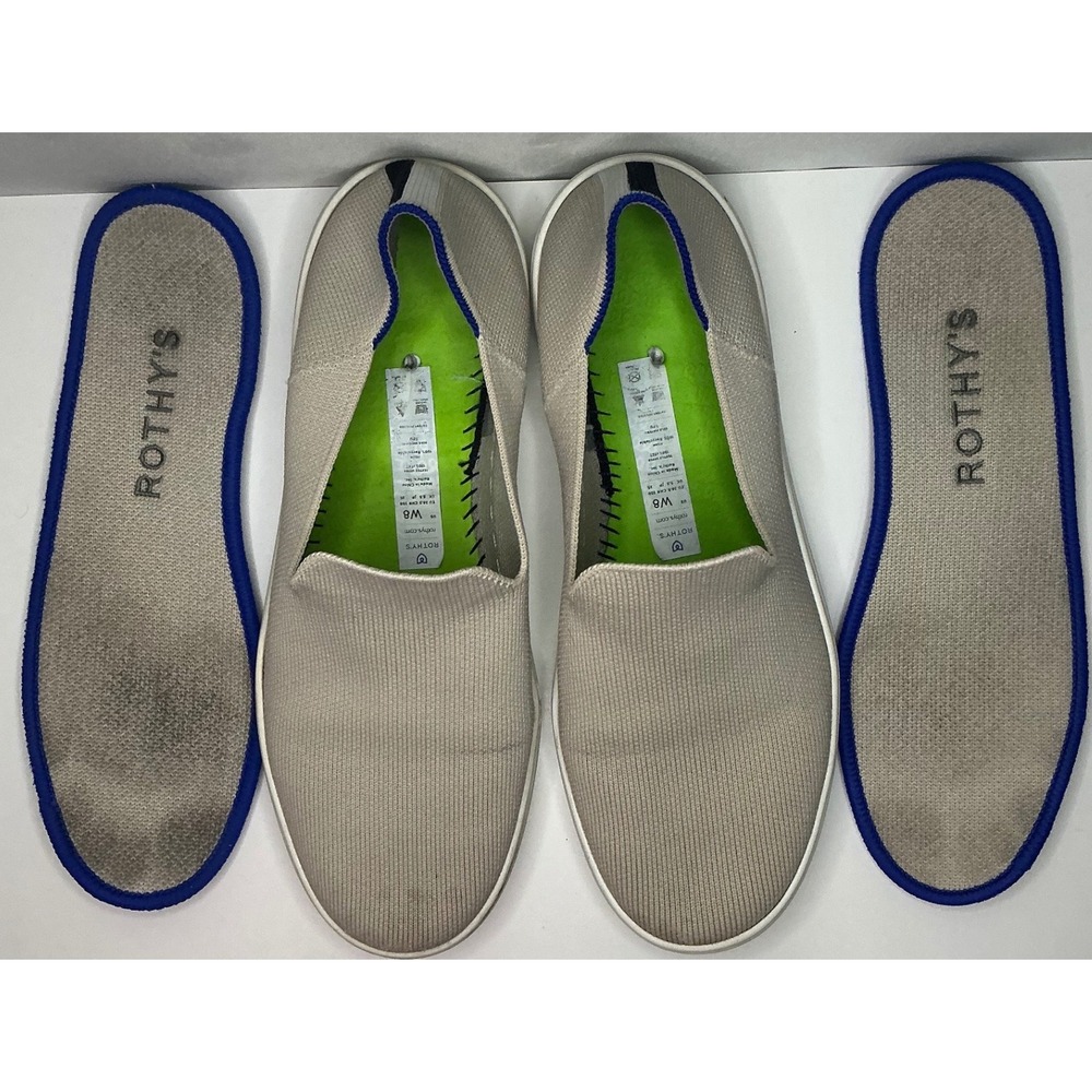 Rothy's Womens Slip On Sneakers Beige Knit 8 Washable Ethical Sustainable Casual - Picture 8 of 9